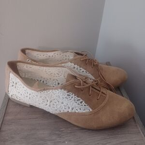 Lower East Side Crochet Side Lace Up Oxfords Sz 11